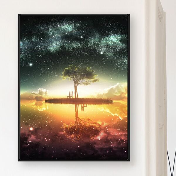 

Landscape Print DIY Diamond Unframed Painting, Multicolor