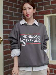 DAZY 字母图案落肩卫衣（不含上衣）秋装 - 灰色 - 查看 3