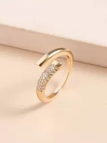 方晶鋯石裝飾戒指 - 金黃色 - 查看 2