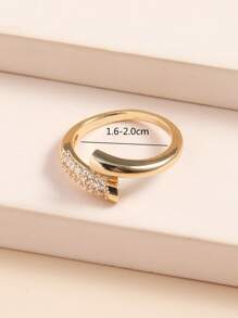 方晶鋯石裝飾戒指 - 金黃色 - 查看 3