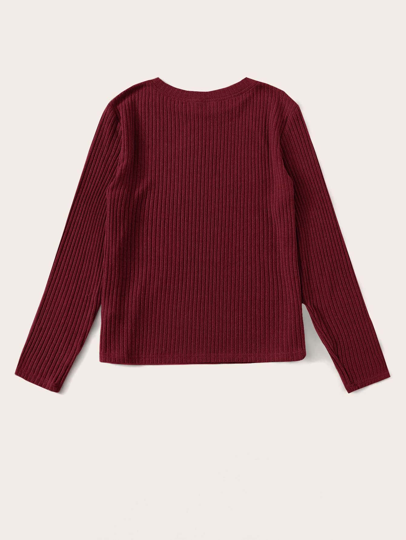 Long Sleeve Rib-knit Solid Top