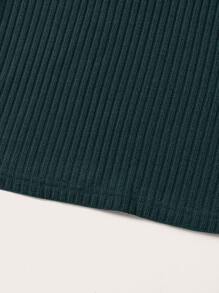 SHEIN Essnce Long Sleeve Rib-knit Solid Top