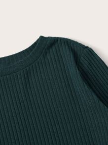SHEIN Essnce Long Sleeve Rib-knit Solid Top