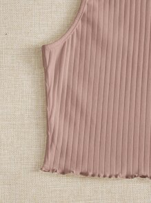 SHEIN EZwear 羅紋針織背心上衣 - 藕粉色 - 查看 4