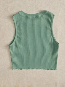 SHEIN EZwear Rib-knit Tank Top - Mint Green - View 2