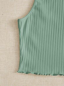 SHEIN EZwear Rib-knit Tank Top - Mint Green - View 5