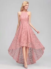 BABYONLINE D.R.E.S.S. High Low Hem Lace Overlay Dress - Dusty Pink - View 1
