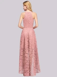 BABYONLINE D.R.E.S.S. High Low Hem Lace Overlay Dress - Dusty Pink - View 2