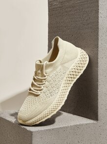 Cuccoo Quilted Knit Lace-up Running Shoes - Apricot - View 10