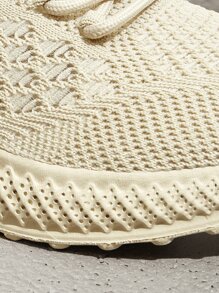 Cuccoo Quilted Knit Lace-up Running Shoes - Apricot - View 9