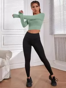 Slayform 纯色露背短款背心运动背心 - 薄荷綠 - 查看 5