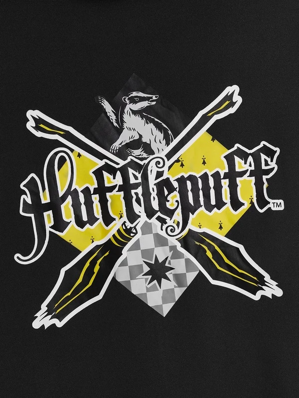 Harry Potter Shein 男性 ジャケット ロゴ 文字グラフィック カンガルーポケット ドローストリング フード付き