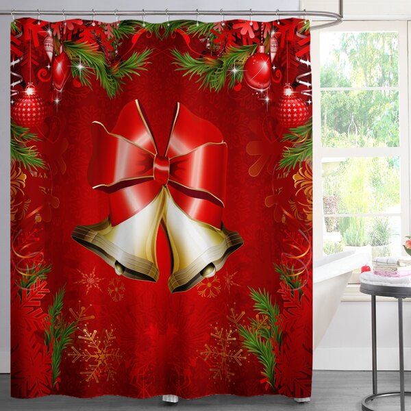 

Christmas Bell Print Shower Curtain, Multicolor