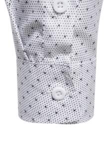 Manfinity Mode 男士全印花纽扣衬衫，秋季款 - 白色 - 查看 3