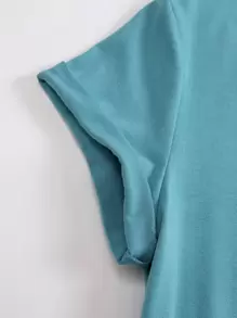 INAWLY Áo thun nữ Nhiệt đới Giải trí - Màu xanh Cadet - Xem 3