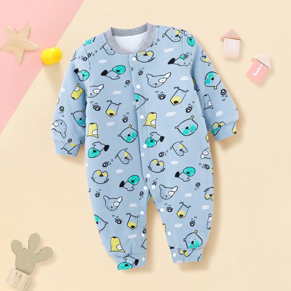 

Baby Button Front Cartoon Graphic Jumpsuit, Multicolor