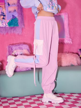 Kawaii Tape Stripe Side Cargo Pants