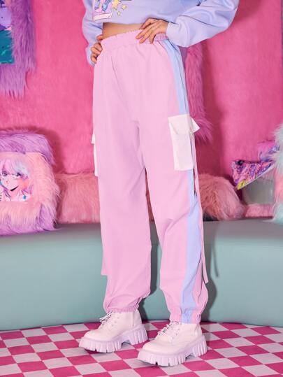 Kawaii Tape Stripe Side Cargo Pants