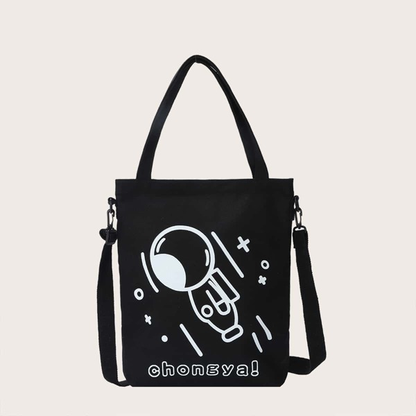 

Cartoon Graphic Shopper Bag, Multicolor