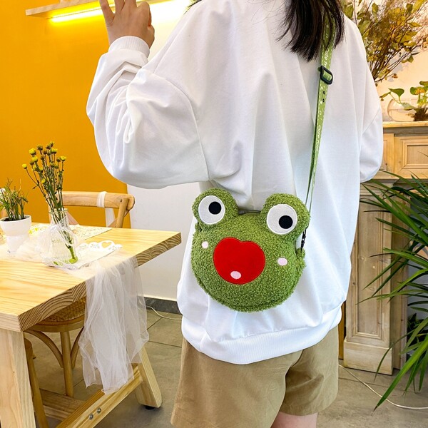 

Frog Design Fluffy Novelty Bag, Green