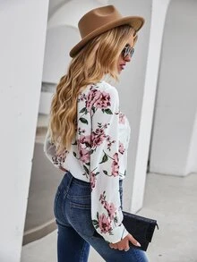 Áo sơ mi nữ Tương phản ren Hoa Boho - Nhiều màu - Xem 2