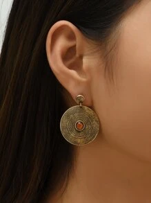 復古圓形耳墜 - 彩色 - 查看 1