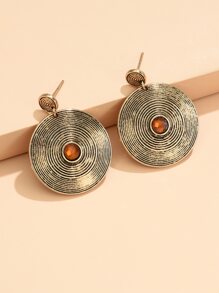 復古圓形耳墜 - 彩色 - 查看 2