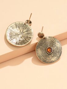 復古圓形耳墜 - 彩色 - 查看 3