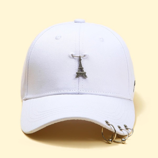 

Tower & Ring Decor Baseball Cap, White
