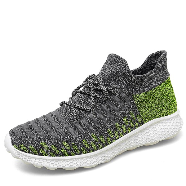 

Men Knit Detail Lace-up Front Running Shoes, Grey