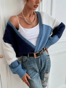 SHEIN LUNE 撞色落肩袖開襟衫 - 彩色 - 查看 6