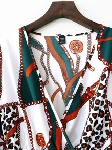 SHEIN LUNE Plus All Over Print Flounce Sleeve Blouse - Multicolor - View 3