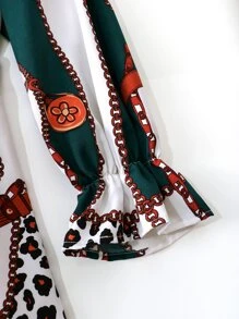 SHEIN LUNE Plus All Over Print Flounce Sleeve Blouse - Multicolor - View 4