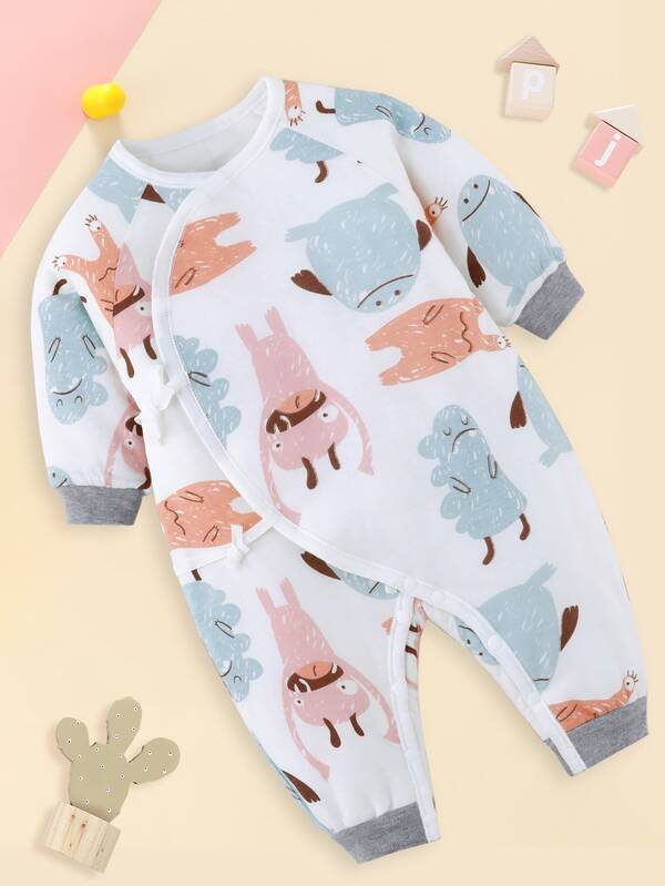 Shein Newborn Bebe Combinaison A Motif Dessin Anime A Blocs De Couleurs Mode En Ligne Shein France