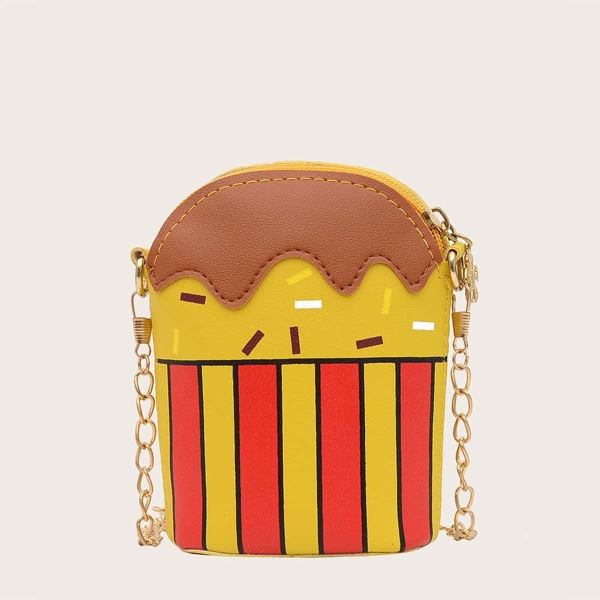 

Girls Cartoon Design Chain Crossbody Bag, Yellow