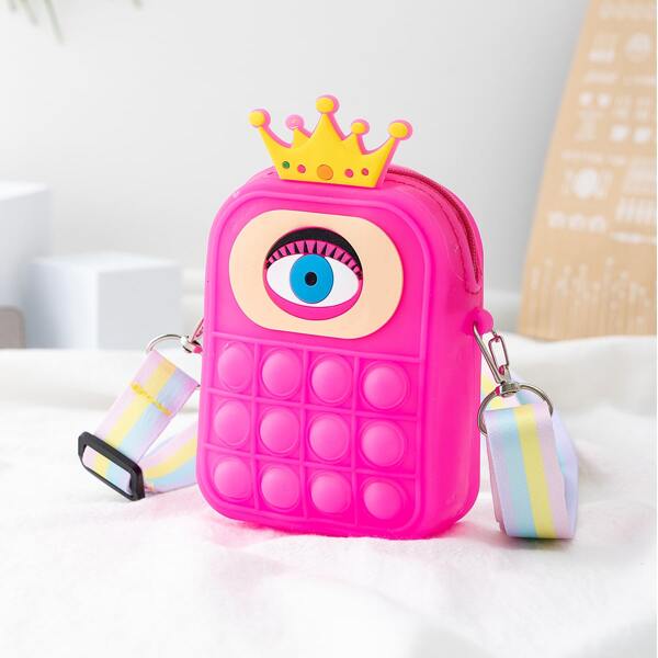 

Girls Cartoon Design Bubble Crossbody Bag, Hot pink