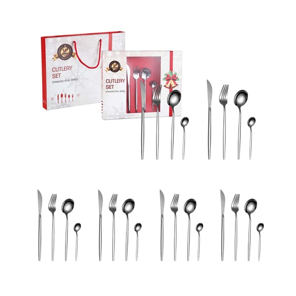 

24pcs Stainless Steel Cutlery Set, Silver