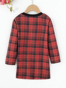 Toddler Girls Tartan Print Button Front Dress - Multicolor - View 2