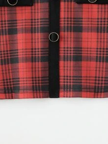 Toddler Girls Tartan Print Button Front Dress - Multicolor - View 8