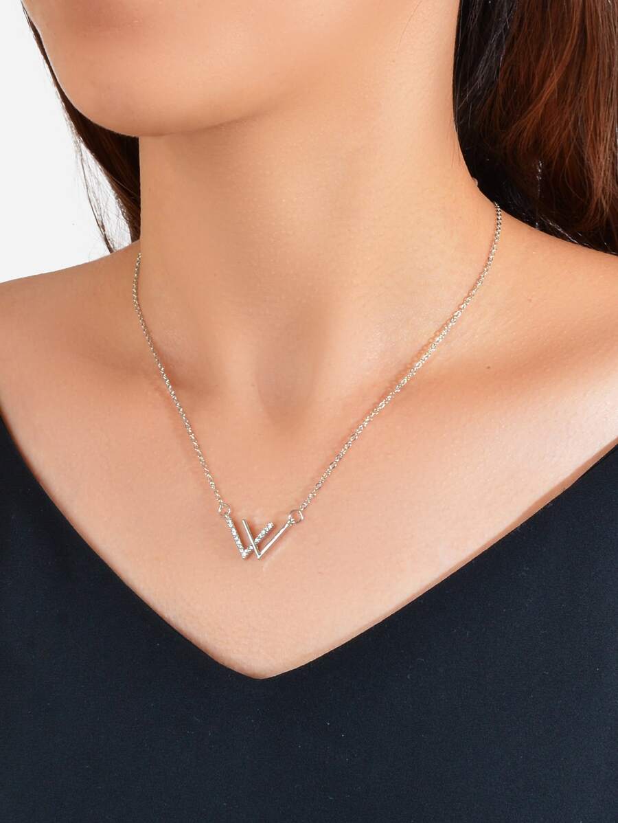 Rhinestone Letter Pendant Necklace