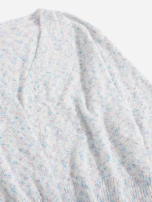 Plus Size Space Dye Cardigan & Knit Skirt - Multicolor - View 4