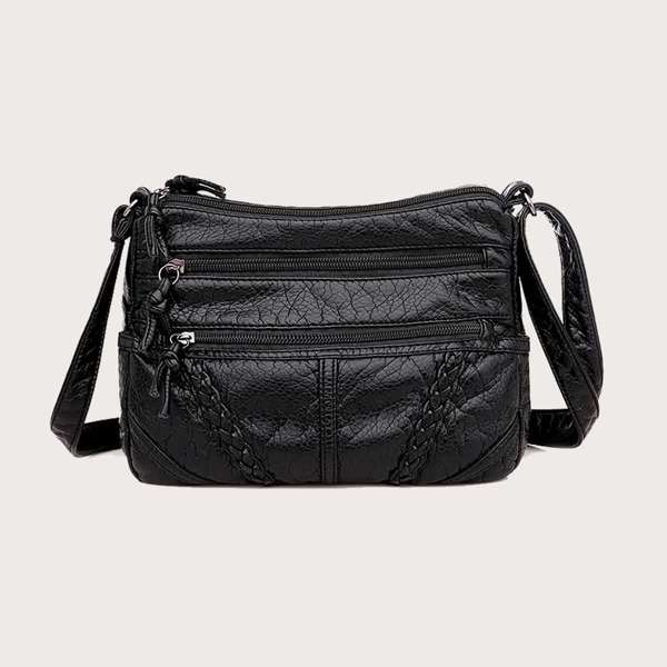 

Knot Decor Crossbody Square Bag, Black