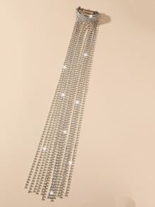 Rhinestone Tassel Hair Clip - Silver - View 2