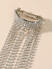 Rhinestone Tassel Hair Clip - Silver - View 3