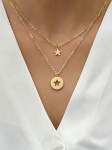 2入組星星吊墜項鍊 - 金黃色 - 查看 1