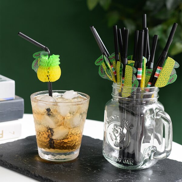 

50шт Одноразовая соломинка в форме ананаса, Многоцветный