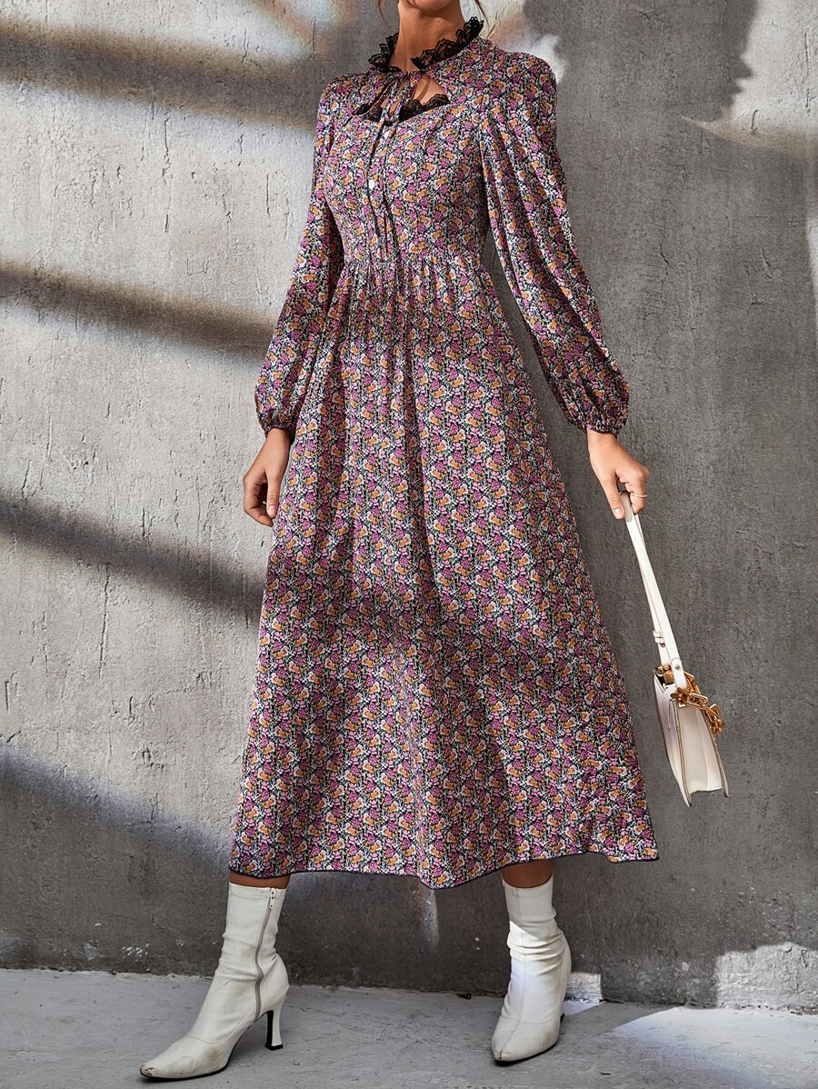 Đầm viền lá sen Họa tiết hoa Boho - Nhiều màu - Xem 1