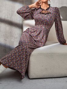 Đầm viền lá sen Họa tiết hoa Boho - Nhiều màu - Xem 3