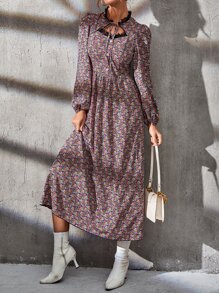 Đầm viền lá sen Họa tiết hoa Boho - Nhiều màu - Xem 5