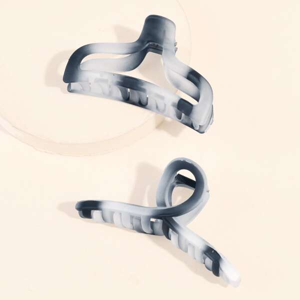 

2pcs Color Block Hair Claw, Multicolor